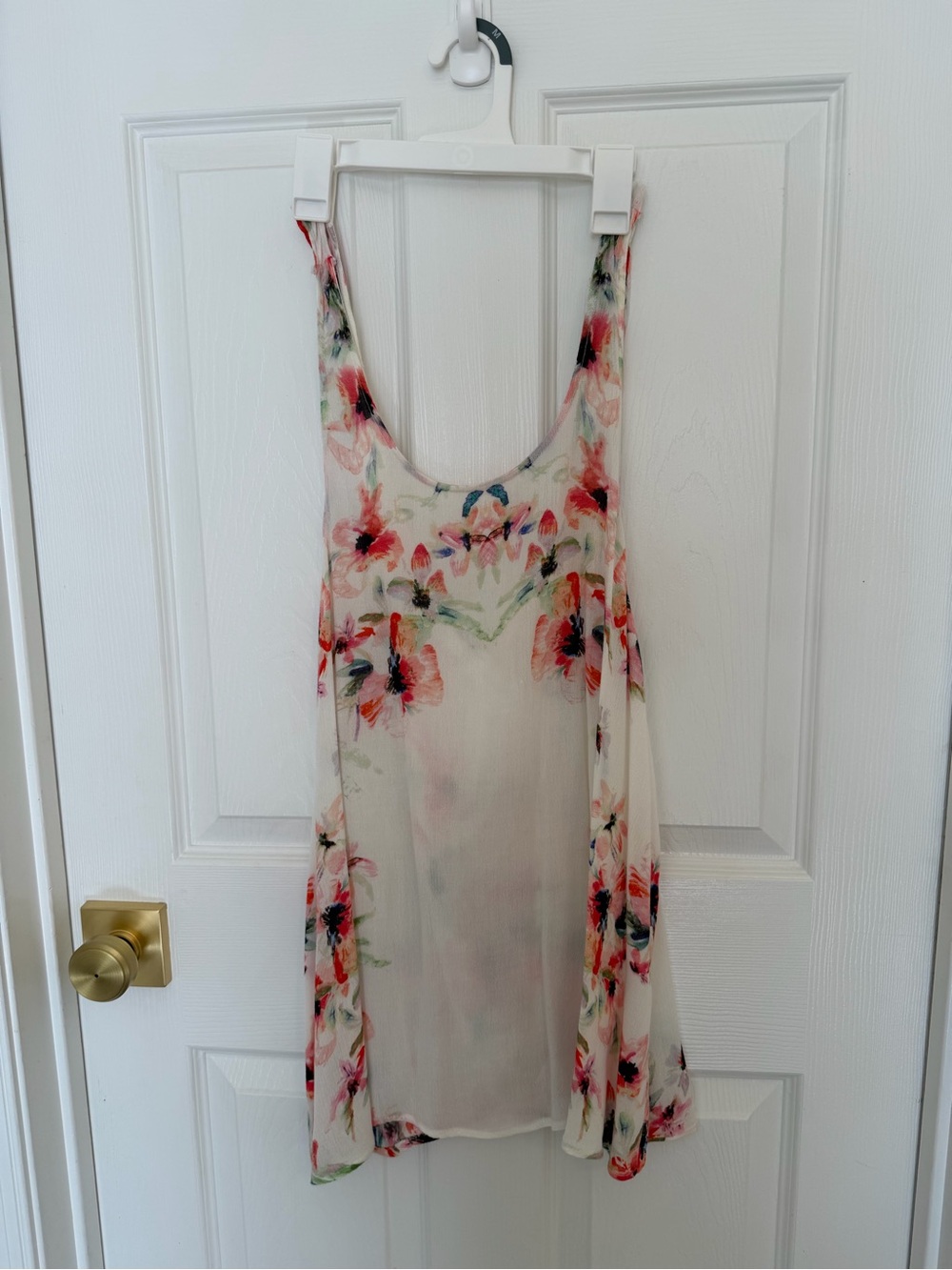 Free People Floral Cream top with Pink & Green Accents
